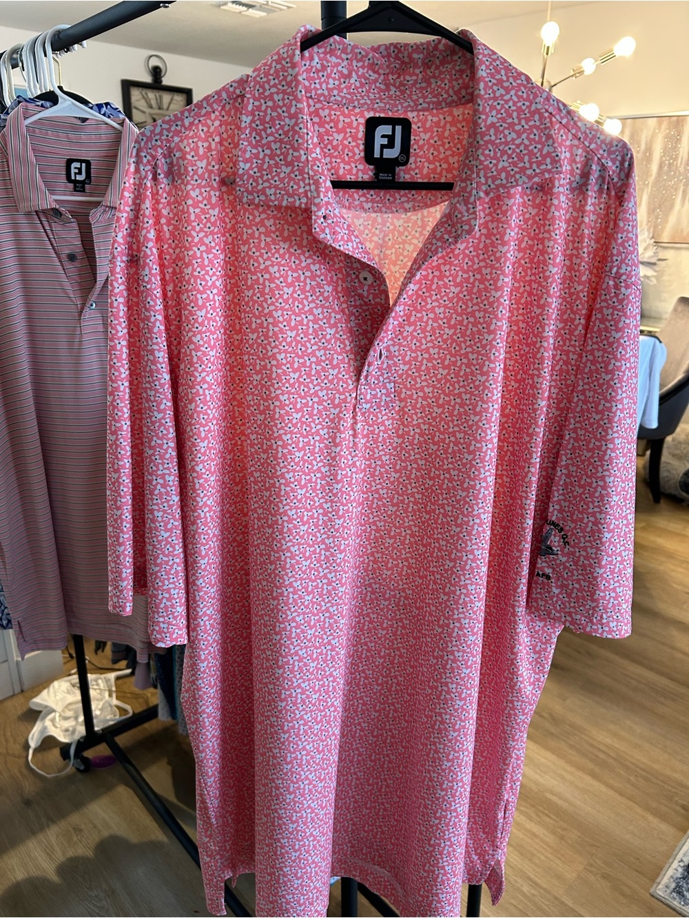 FootJoy Men's Pink Micro-Pattern Golf Polo